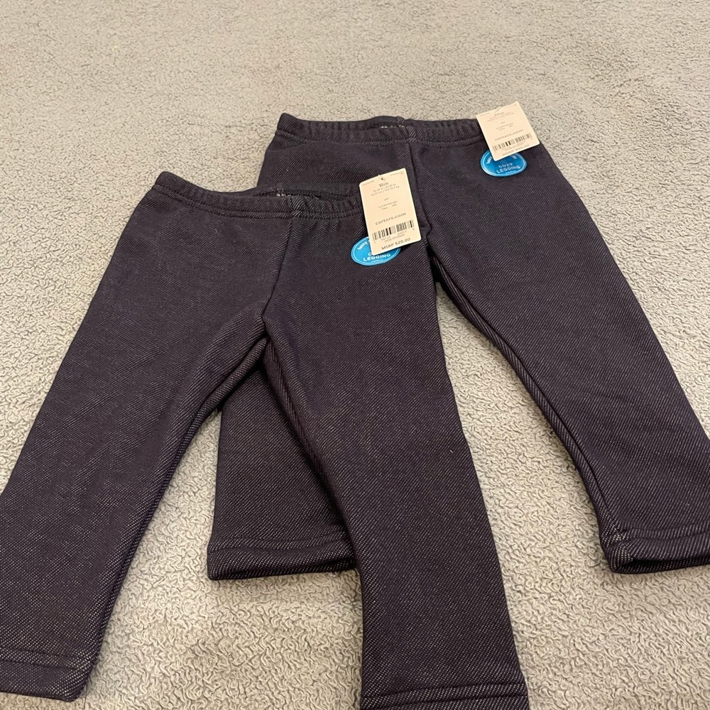 Carter’s cozy leggings, NWT sizes 18months and 24months, one pair of each.